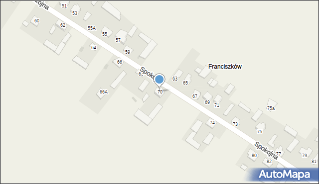 Franciszków, Spokojna, 70, mapa Franciszków