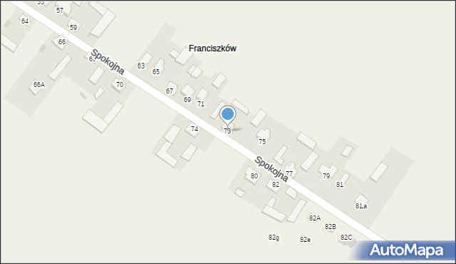 Franciszków, Spokojna, 73, mapa Franciszków