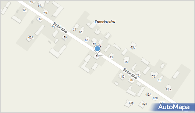 Franciszków, Spokojna, 74, mapa Franciszków