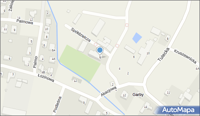 Garby, Spółdzielcza, 5, mapa Garby