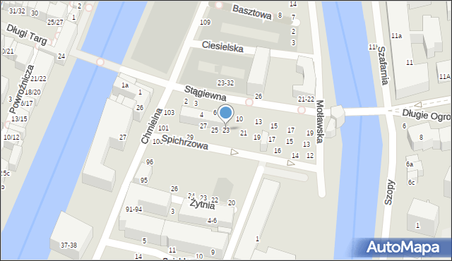 Gdańsk, Spichrzowa, 23, mapa Gdańska