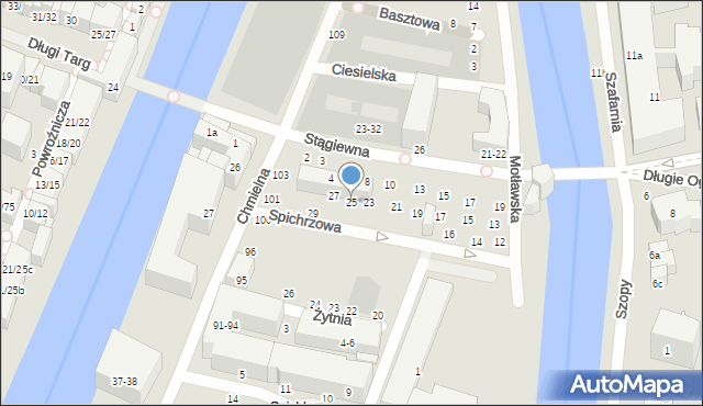 Gdańsk, Spichrzowa, 25, mapa Gdańska