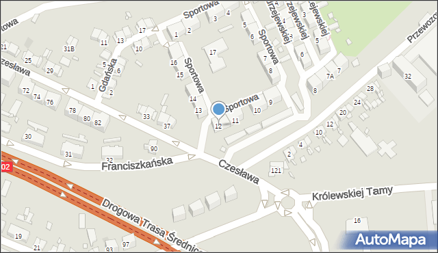 Gliwice, Sportowa, 12, mapa Gliwic