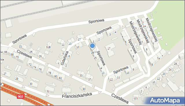 Gliwice, Sportowa, 16, mapa Gliwic