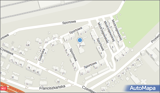 Gliwice, Sportowa, 17, mapa Gliwic