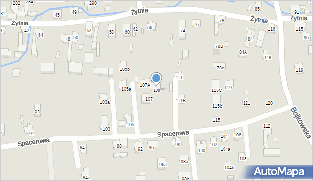 Gliwice, Spacerowa, 109, mapa Gliwic