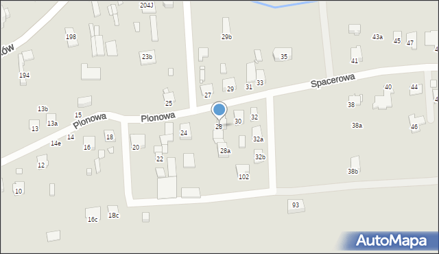 Gliwice, Spacerowa, 28, mapa Gliwic