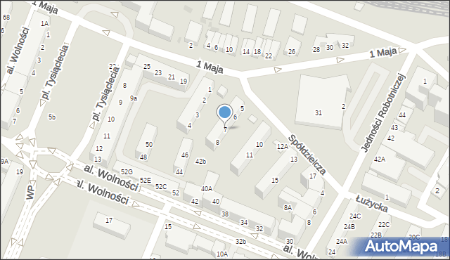 Głogów, Spółdzielcza, 7, mapa Głogów