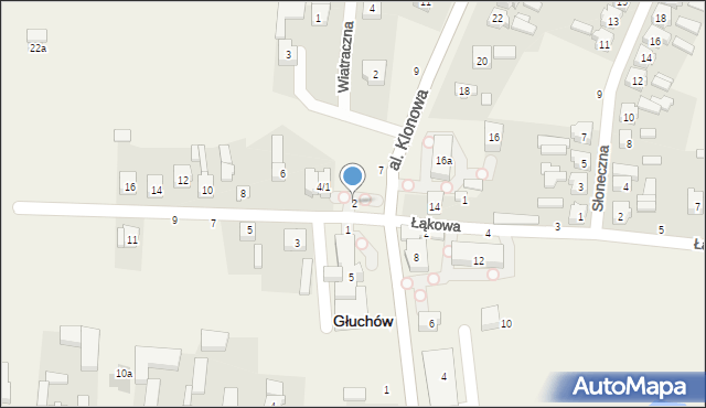 Głuchów, Spacerowa, 2, mapa Głuchów