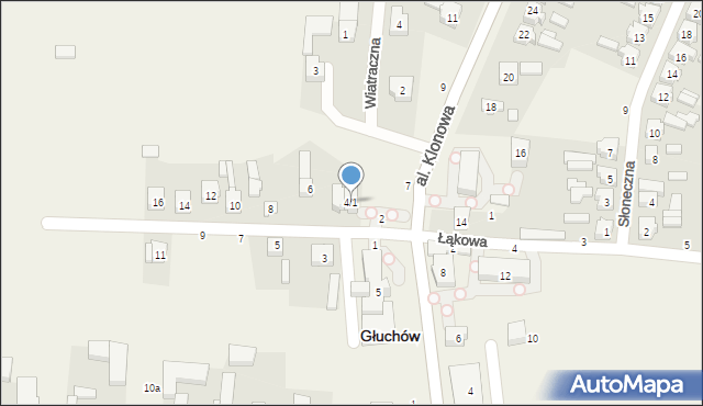 Głuchów, Spacerowa, 4/1, mapa Głuchów