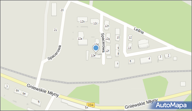 Gniew, Spacerowa, 12E, mapa Gniew