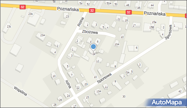 Granowo, Sportowa, 14, mapa Granowo