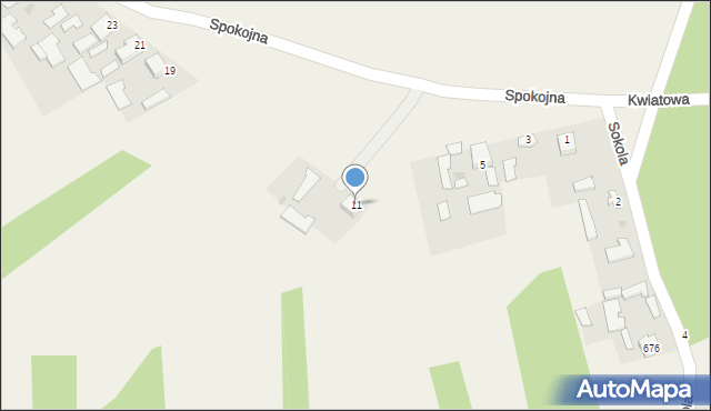 Grębów, Spokojna, 11, mapa Grębów