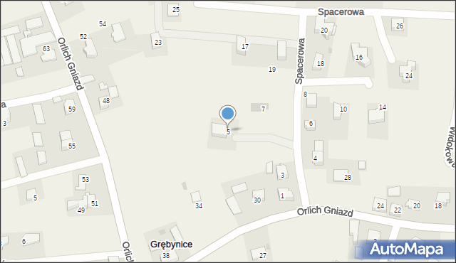 Grębynice, Spacerowa, 5, mapa Grębynice