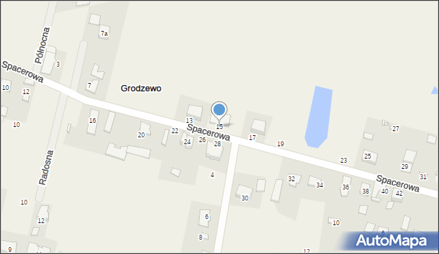 Grodzewo, Spacerowa, 15, mapa Grodzewo