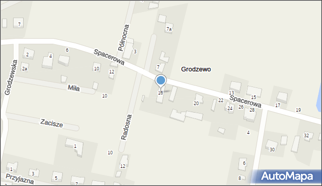 Grodzewo, Spacerowa, 16, mapa Grodzewo