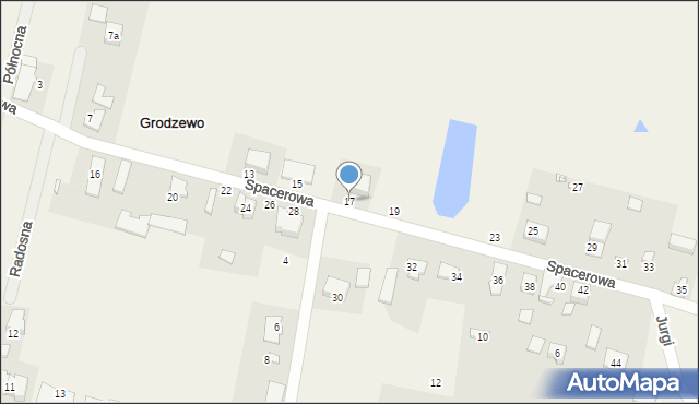 Grodzewo, Spacerowa, 17, mapa Grodzewo