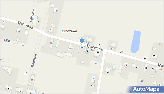 Grodzewo, Spacerowa, 22, mapa Grodzewo