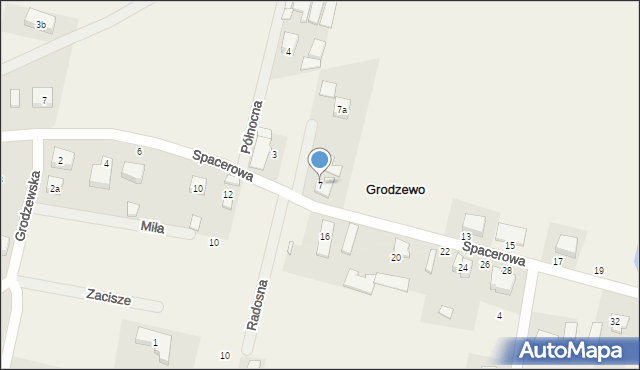 Grodzewo, Spacerowa, 7, mapa Grodzewo