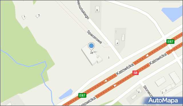 Grzymek, Spacerowa, 1a, mapa Grzymek