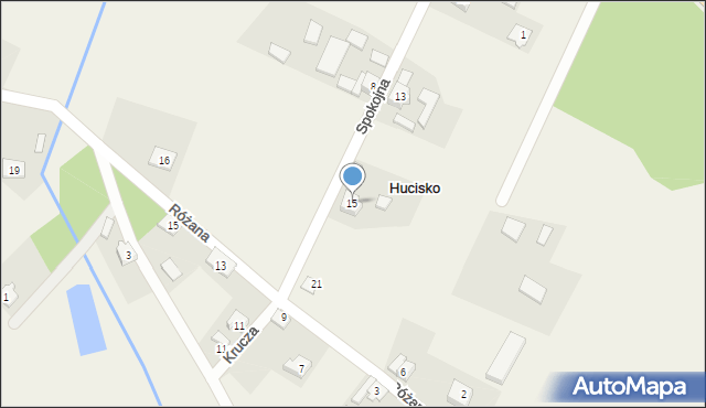 Hucisko, Spokojna, 15, mapa Hucisko