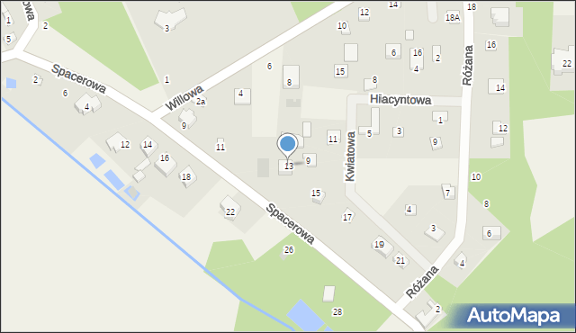 Huta Dłutowska, Spacerowa, 13, mapa Huta Dłutowska