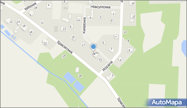 Huta Dłutowska, Spacerowa, 19, mapa Huta Dłutowska