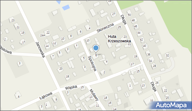 Huta Krzeszowska, Spokojna, 6, mapa Huta Krzeszowska