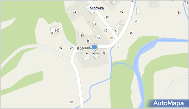 Izdebnik, Spacerowa, 51, mapa Izdebnik