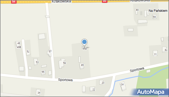 Jadowniki, Sportowa, 65a, mapa Jadowniki