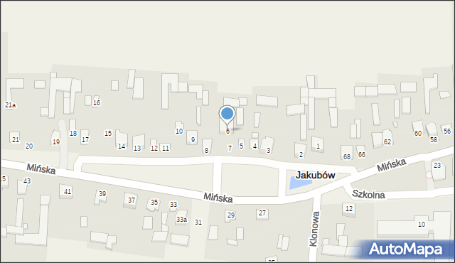 Jakubów, Spacerowa, 6, mapa Jakubów