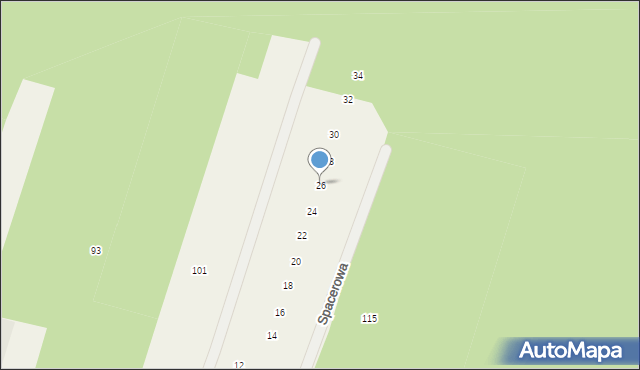 Jamno, Spacerowa, 26, mapa Jamno