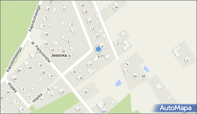 Jesionka, Spacerowa, 6, mapa Jesionka