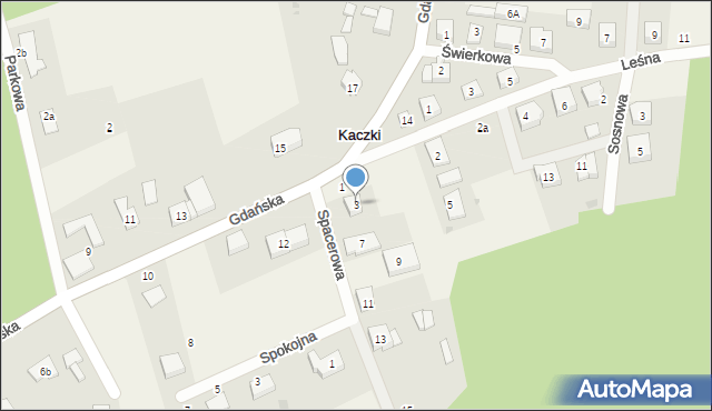 Kaczki, Spacerowa, 3, mapa Kaczki