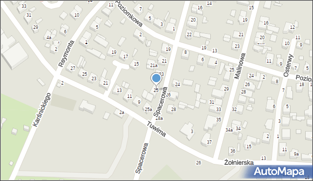 Kalisz, Spacerowa, 25, mapa Kalisza