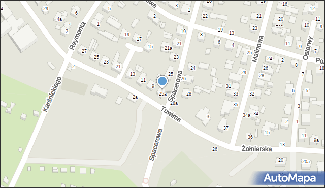 Kalisz, Spacerowa, 25a, mapa Kalisza