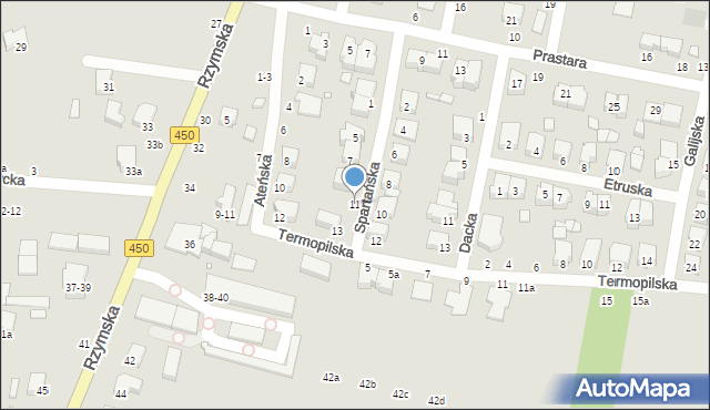 Kalisz, Spartańska, 11, mapa Kalisza