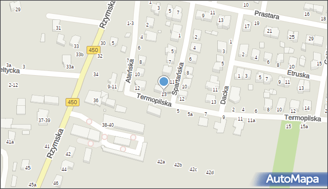 Kalisz, Spartańska, 13, mapa Kalisza