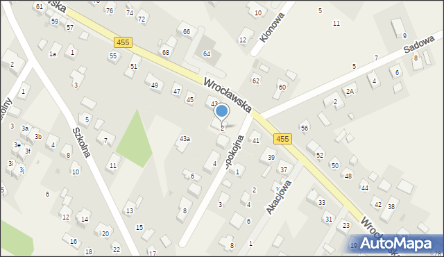 Kamieniec Wrocławski, Spokojna, 2, mapa Kamieniec Wrocławski