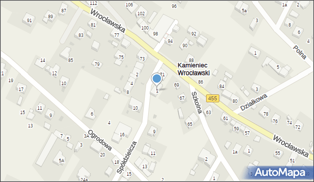 Kamieniec Wrocławski, Spółdzielcza, 1, mapa Kamieniec Wrocławski