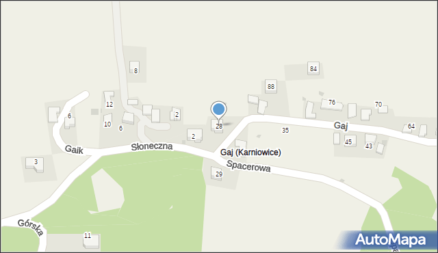 Karniowice, Spacerowa, 28, mapa Karniowice