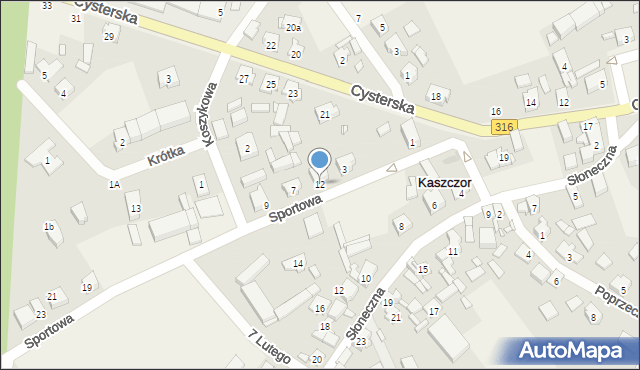 Kaszczor, Sportowa, 12, mapa Kaszczor