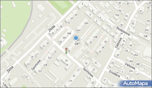 Katowice, Sportowa, 32B, mapa Katowic