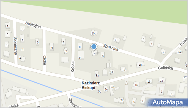 Kazimierz Biskupi, Spokojna, 7, mapa Kazimierz Biskupi