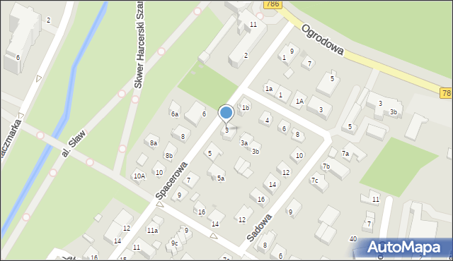 Kielce, Spacerowa, 3, mapa Kielc