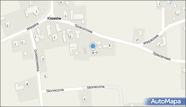 Kisielów, Spacerowa, 6, mapa Kisielów