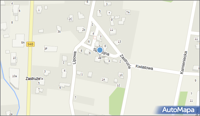 Kobiernice, Spokojna, 4a, mapa Kobiernice