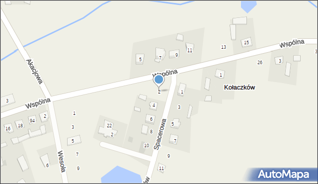 Kołaczków, Spacerowa, 2, mapa Kołaczków