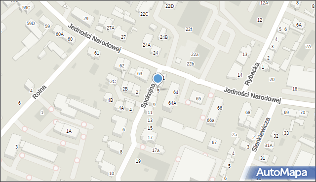 Kołobrzeg, Spokojna, 5, mapa Kołobrzegu