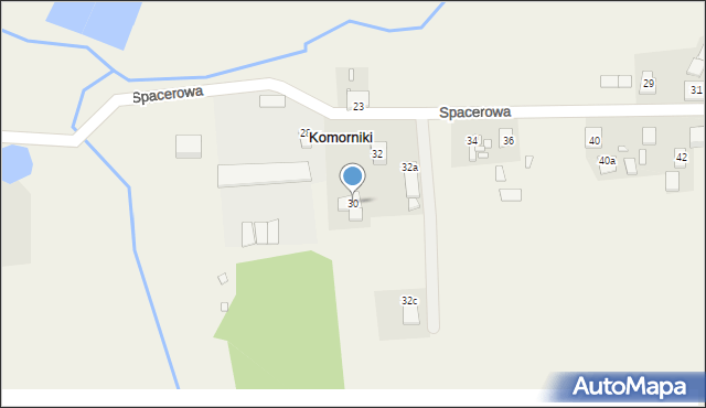 Komorniki, Spacerowa, 30, mapa Komorniki